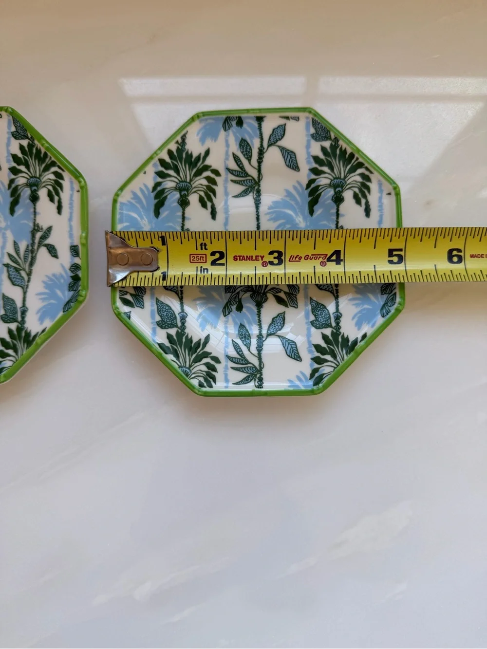 Lilly Pulitzer Octagonal Palm Print Small Plates - Green & Blue (Set of 2)